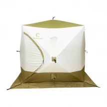 Палатка КУБ 4 Premium 2,1 x 2,1 м (трехслойная), 2 двери, белый/олива
