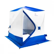 Палатка КУБ 4, 2,15x2,15 м, трехслойная, бело-синяя, Следопыт