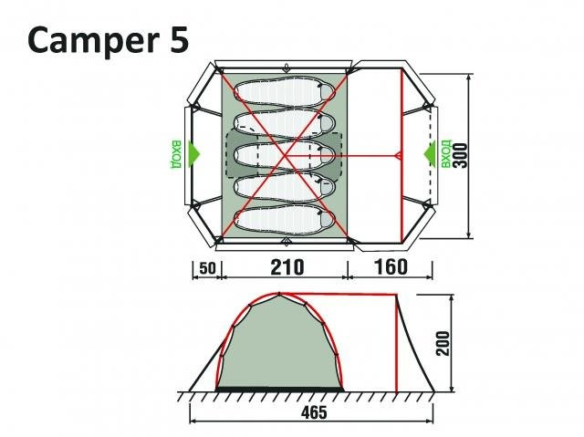 Палатка RockLand Camper 5 белый/оранжевый цвет
